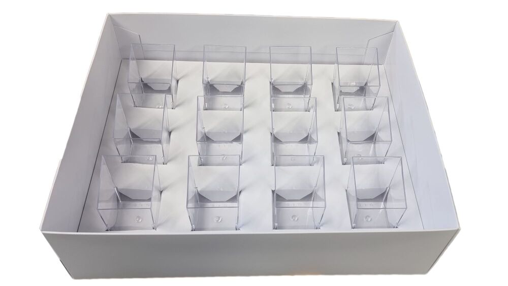 12pk Dessert Box With White Base, Insert and Clear Lid...CUPS NOT INCLUDED  (Colour to be chosen)- 315mm x 250mm x 90 mm - Pack of 10