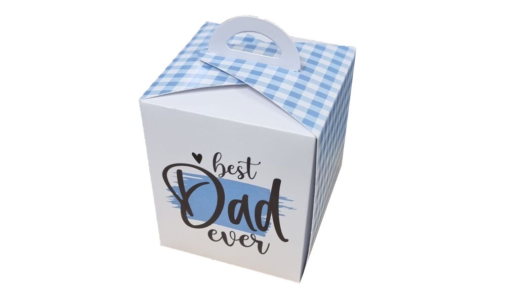 White Father's Day Print Single Cupcake Box -80mm x 80mm x 100 mm - Pack of
