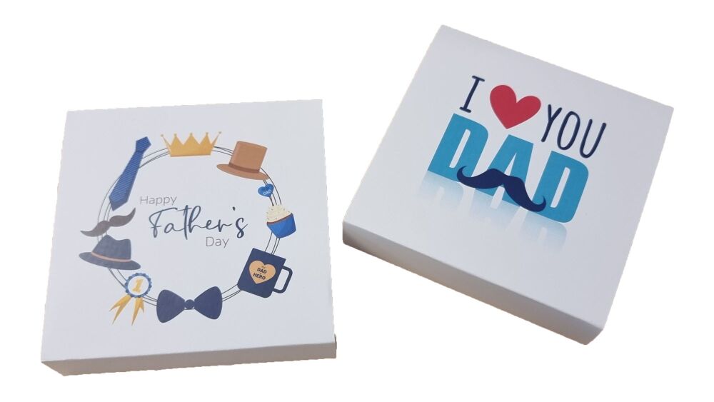 Father's Day Single Cookie Box With Printed Sleeve (Design to be chosen) - 93mm x 93mm x 20mm - Pack of 10