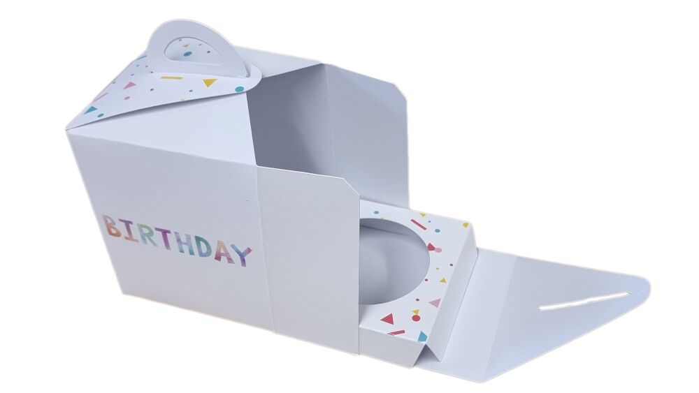 Birthday Printed Single Cupcake Box & Insert -80mm x 80mm x 100 mm - Pack o