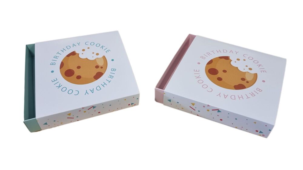 Medium Square Birthday Cookie Box with Printed Full Sleeve (Colour to be chosen) -Pk of 10 - 118mm x 118mm x 30mm