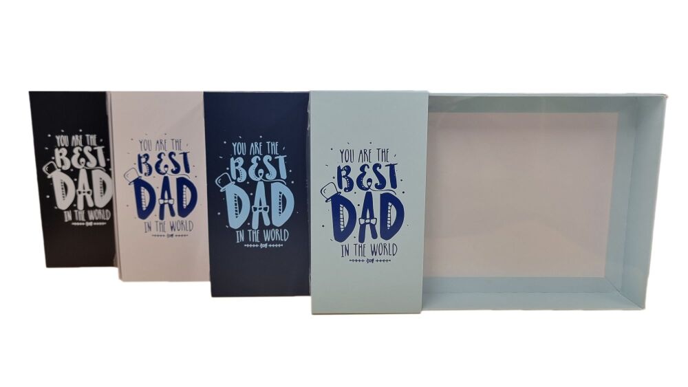 Father's Day Large Biscuit/Cookie Box With Clear Lid & Foiled Belly Band ( Colour to be chosen)- 240mm x 155mm x 30mm -  Pack of 10