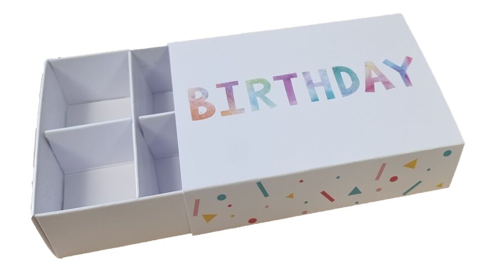 Birthday 6pk Small Chocolate Box With Printed Sleeve & Insert - 115mm x 80mm x 30mm - Pack of 10