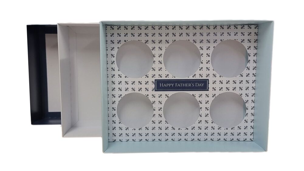Father's Day 70mm Deep 6pk Cupcake Box (Colour to be chosen) With Printed I