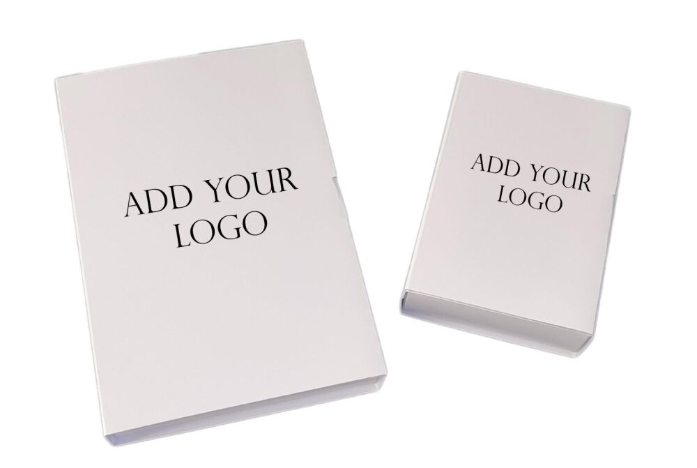 Plain White Libro Cavity Box With Bespoke Printed Company Logo "To and From" Sleeve & White Base 165 x 115 x 26mm /115 x 80 x 30mm (Size to be cho