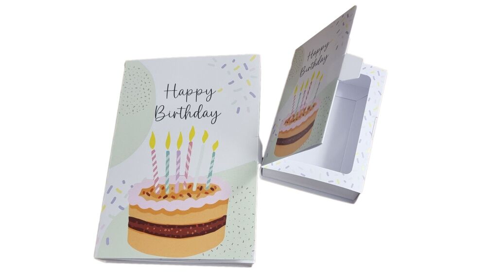 Birthday Cake Libro Cavity Box with Printed Full Sleeve & White Base 165mm x 115mm x 26mm/ 115 x 80 x 30mm (Size to be chosen ) Pk of 10