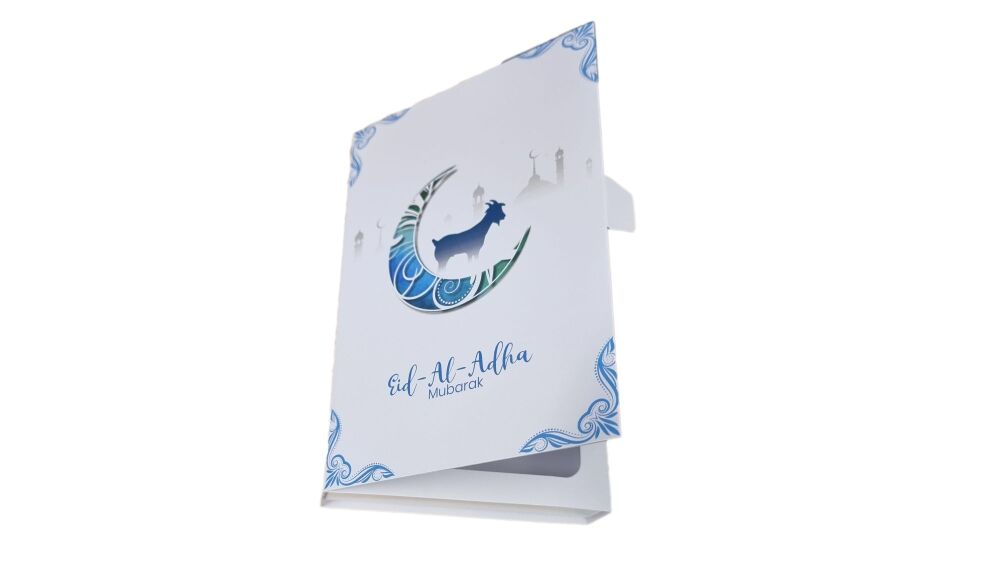 Eid - Al -Adha Libro Cavity Box with Printed Full Sleeve & White Base 165mm x 115mm x 26mm Pk of 10