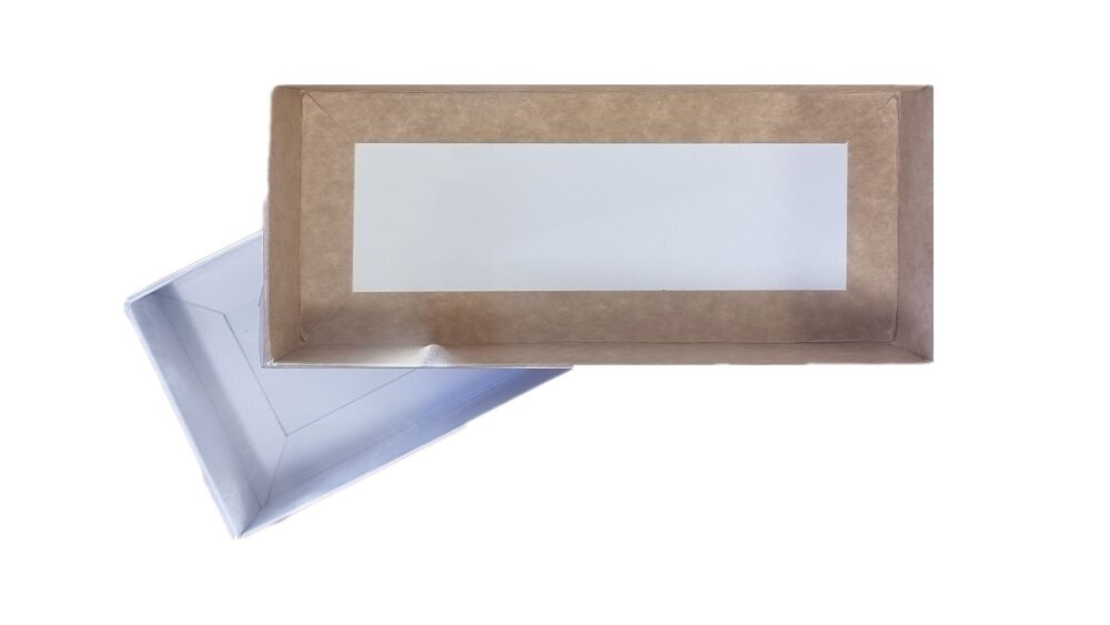 White/Kraft Cakesicle & Geo Heart Rectangle Box With Clear Lid (Colour to be chosen) - 175mm x 75mm x 30mm - Pack of 10