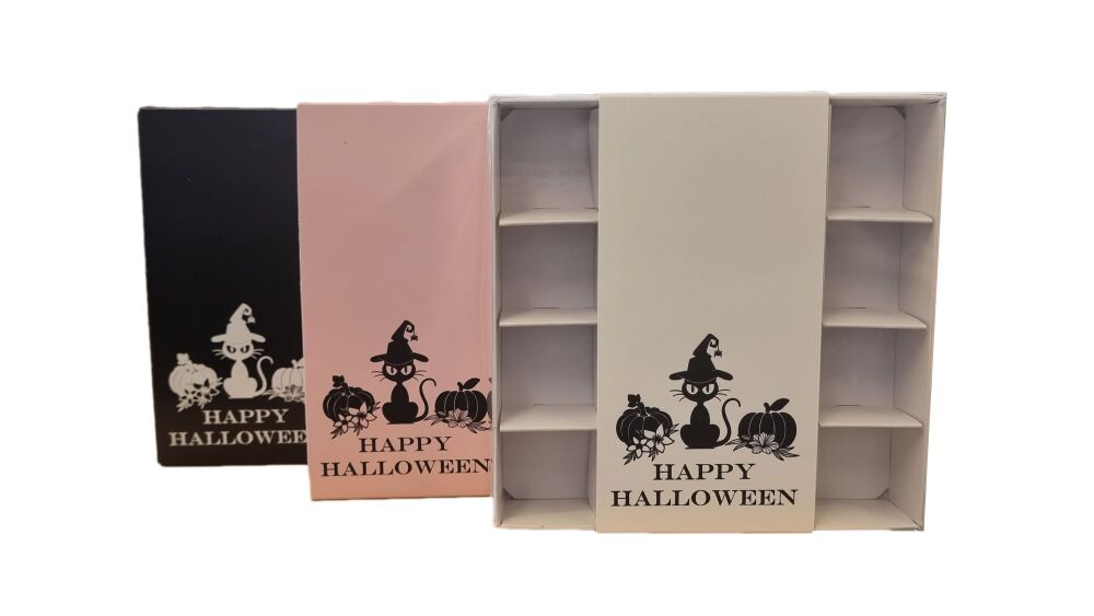 Halloween Cat 16pk Chocolate Box With Clear Lid & Insert and Foiled Belly B