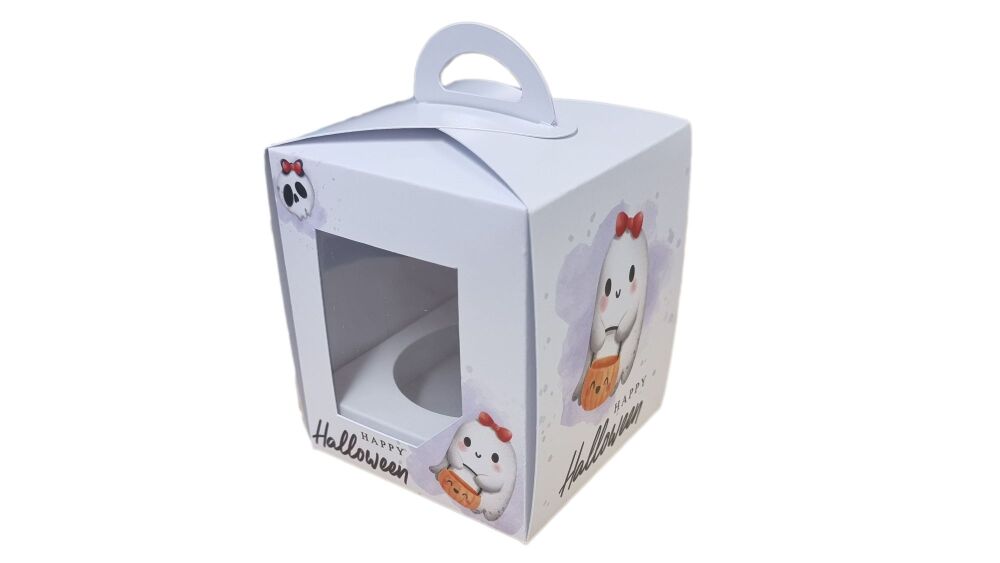 Halloween Print Single Cupcake Box with Aperture Window -80mm x 80mm x 100 mm - Pack of 10