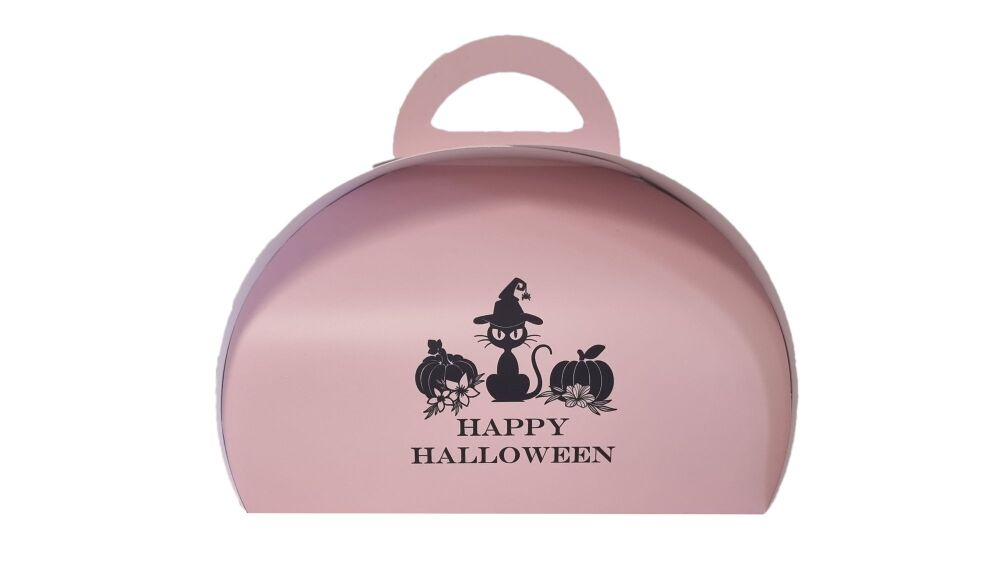 Pink Halloween Patisserie Box With Foiled Cat Logo -180mm x 90mm x 100mm - Pack of 10