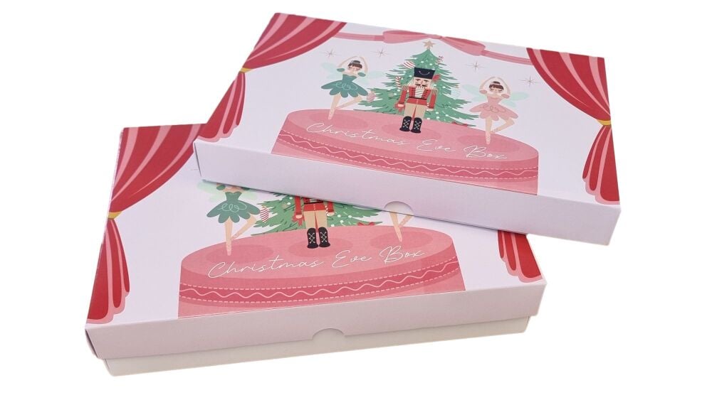 Christmas Eve Nutcracker Printed Lid with White Base-(Size to be chosen &  price will vary) Pack of 10