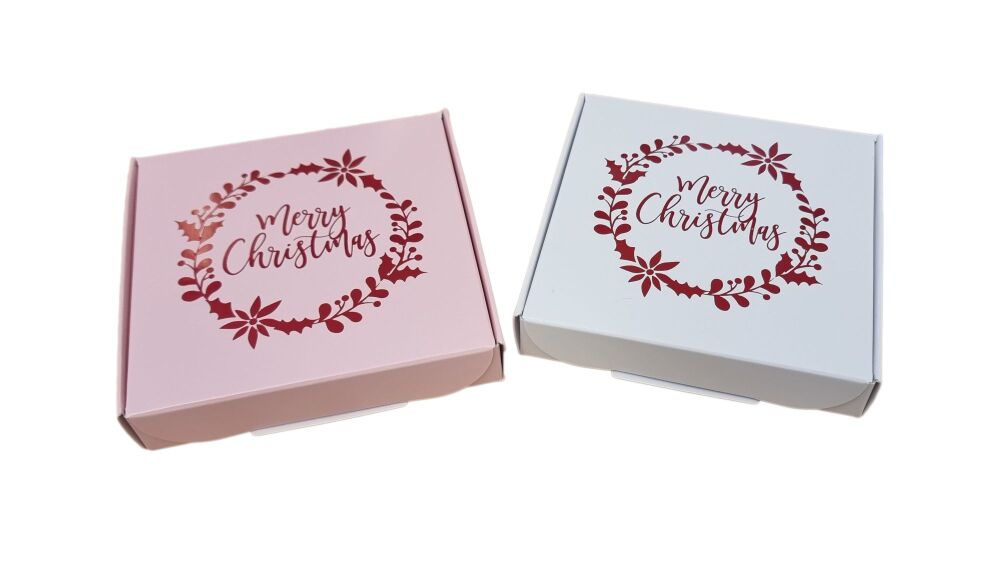 Christmas Tamper Proof Single Cookie Box , Red Foiled Wreath (Colour to be 