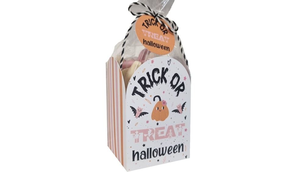 Halloween Open Style Box with Gift Tag ( twine & cello bag NOT INCLUDED)  -Cavity Box Size: 80mm x 80mm x 80mm - Pack of 10