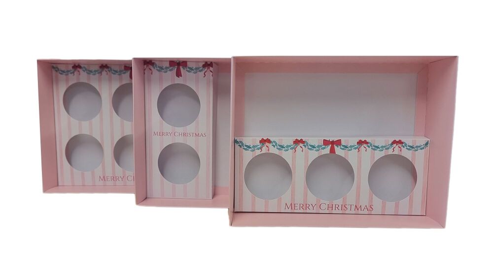 Pink Christmas Cupcake Range with Pink Base & Printed Insert with Clear Lid