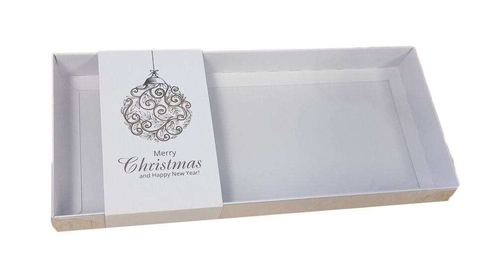 Christmas Tree White Large Rectangle Biscuit/Cookie Box With  Clear Lid & S