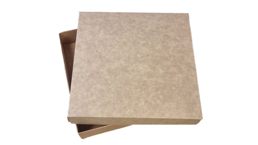 Kraft Large Square Cookie Box With Non Window Lid- 155mm x 155mm x 30mm -  Pack of 10