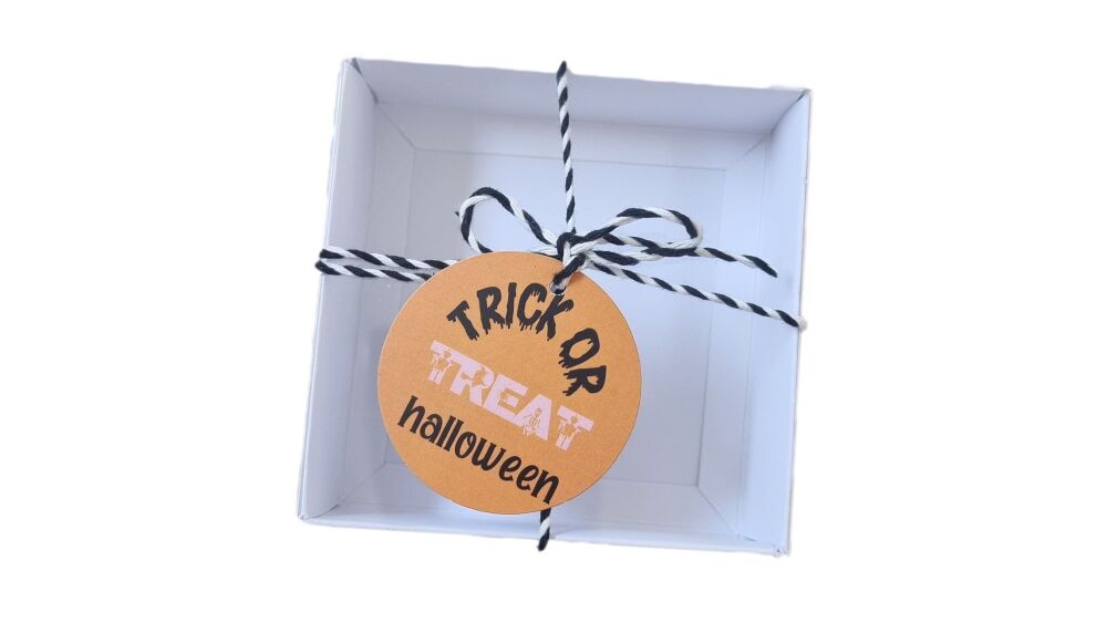 Orange Halloween Trick or Treat 50mm Round  Tag (Twine and box not included)- Pack of 10