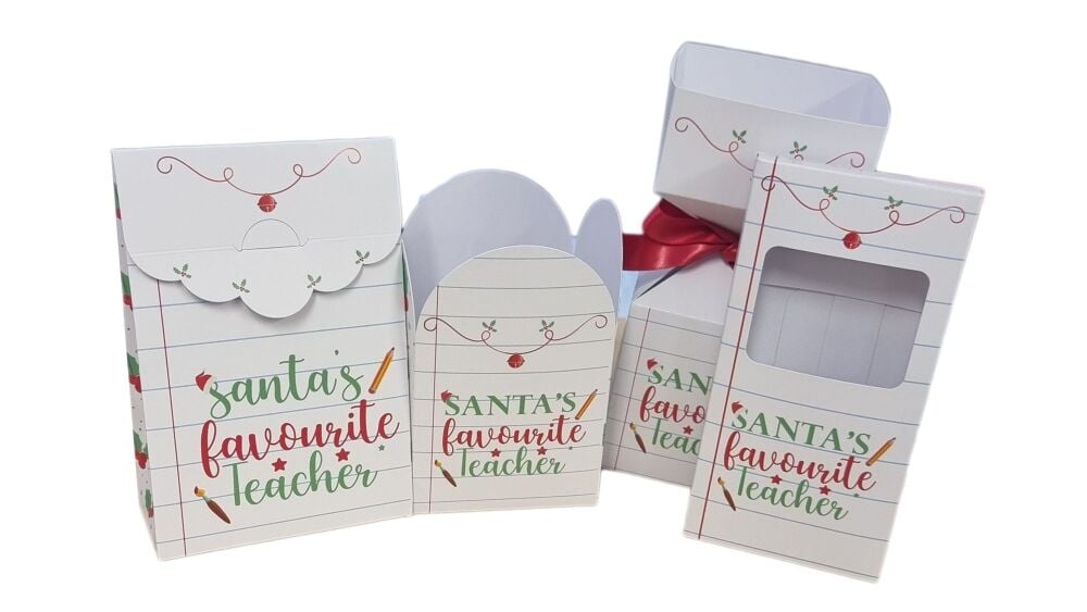 Santa's Favourite Teacher Box Range (Box size to be chosen and Price will vary) Pack of 10