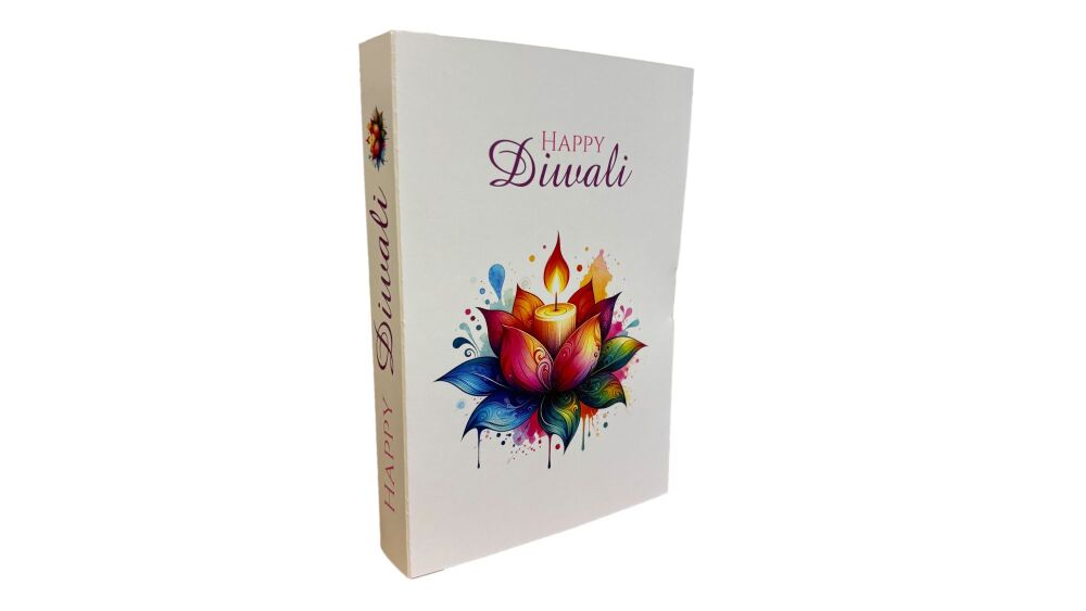 Diwali Festive Libro 3 Cavity Box with Printed Full Sleeve & White Base 165