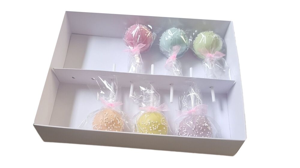 8pk CakePop Box with Insert and Clear Lid (Colour to be Chosen) - 250mm X 195mm X 50mm - Pack of 10