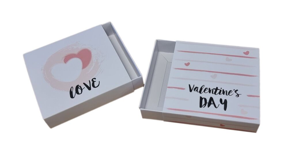 Valentines Print Single Cookie Box With White Base (Design to be chosen) - 93mm x 93mm x 20mm - Pack of 10