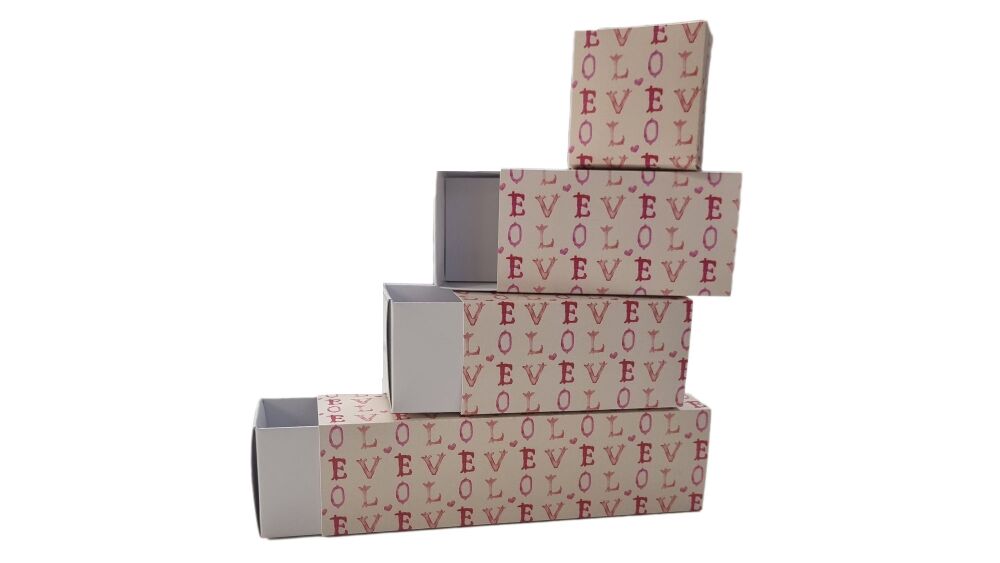 Valentines Love Cream Pattern Macaron Box range (Size to be chosen) - Pack of 10