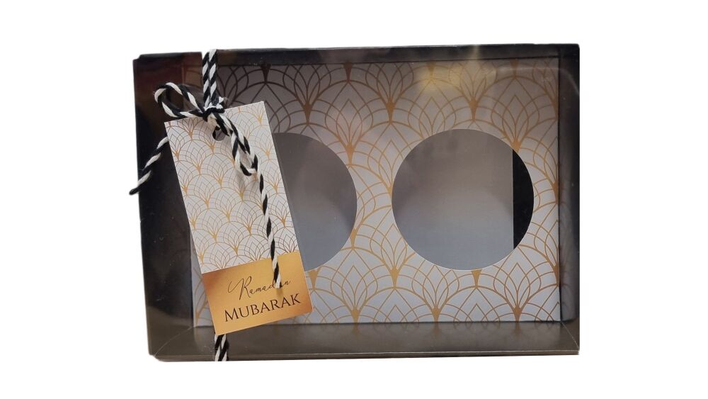 Ramadan 70mm Deep 2pk Cupcake Box with Clear Lid & Printed Insert  - 165mm x 115mm x 70mm- Pack of 10