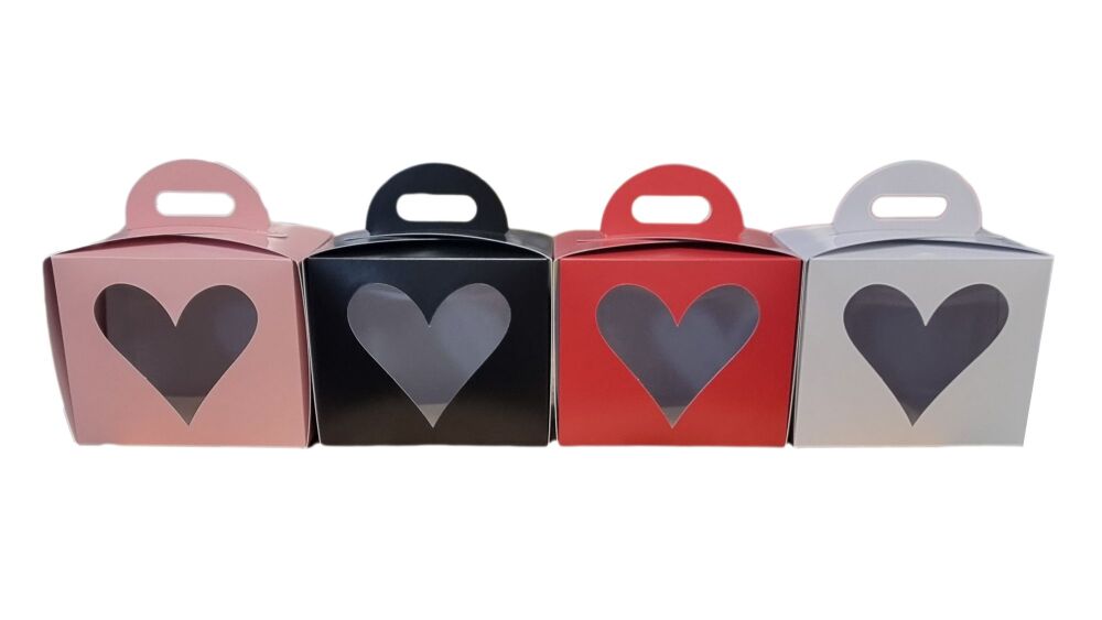 Square Handle Presentation Box With Heart Aperture (Colour to be chosen) - 135mm x 135mm x 105mm - Pack of 10