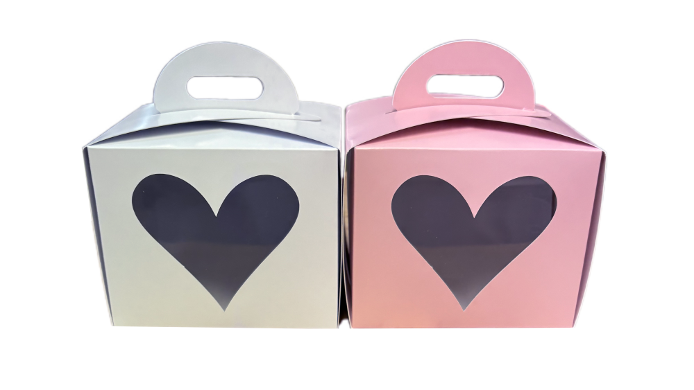 Square Handle Presentation Box With Heart Aperture (Colour to be chosen) - 