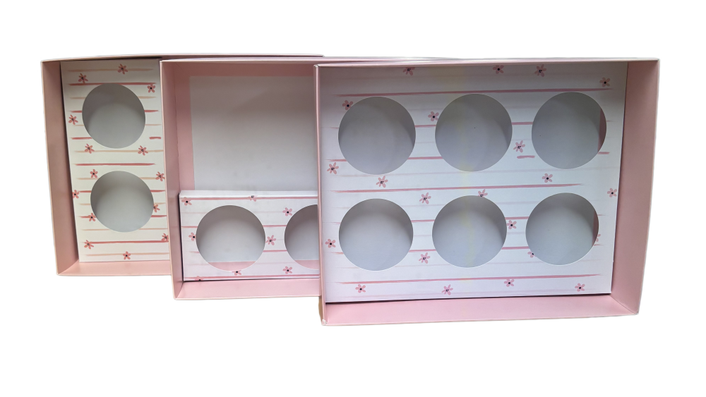 Mother's Day 70mm Deep Hamper Range Cupcake Box (Style to be chosen and price will vary) With Clear Lid, Printed Insert & Tag - 250mm x 195mm x 70mm-