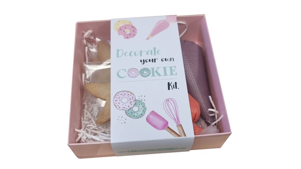 Decorate Your Own Cookie Kit, Large Deep Square Cookie Box With Clear Lid & Printed Belly Band  ( Colour Base to be Chosen)- 155mm x 155mm x 50mm -  P