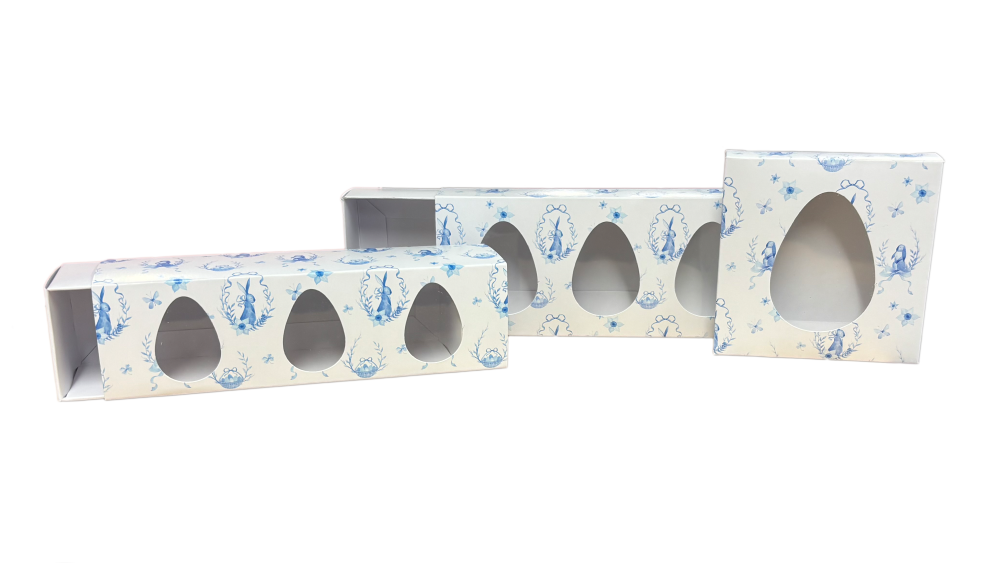 Easter Blue Bunny Printed Box Range With Egg Aperture (Box size to be chosen and Price will vary) Pack of 10