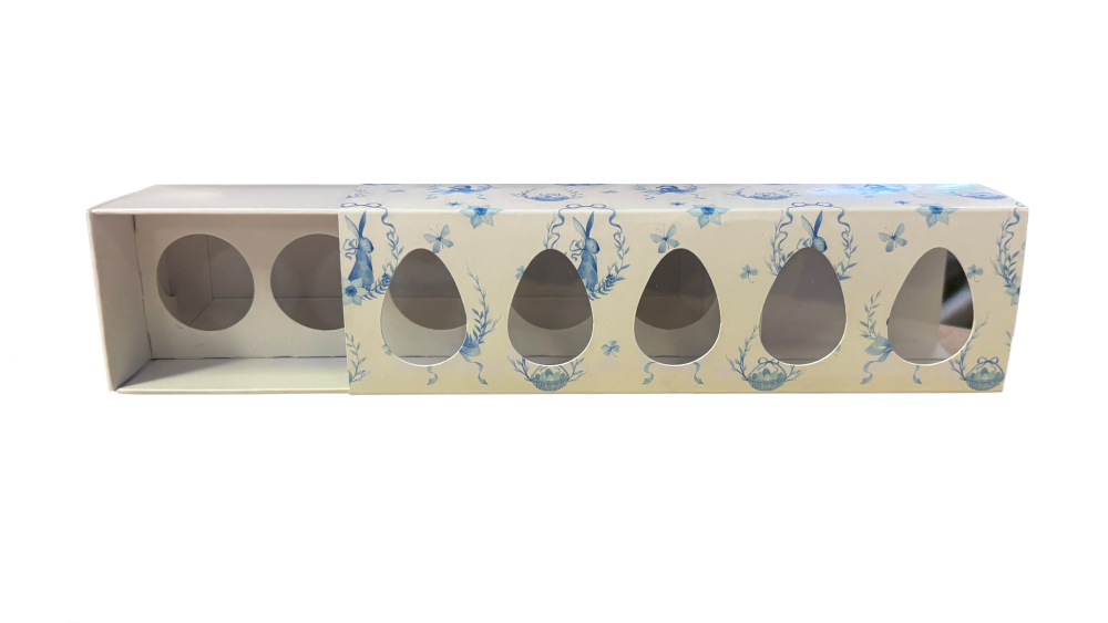 Easter Blue Bunny Printed 5pk Truffle Box with Aperture Egg Windows - Pack of 10