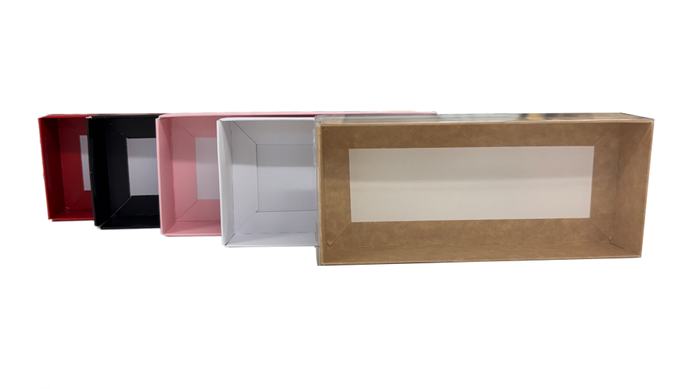 Cakesicle & Geo Heart Rectangle Box With Clear Lid (Colour to be chosen) - 175mm x 75mm x 30mm - Pack of 10