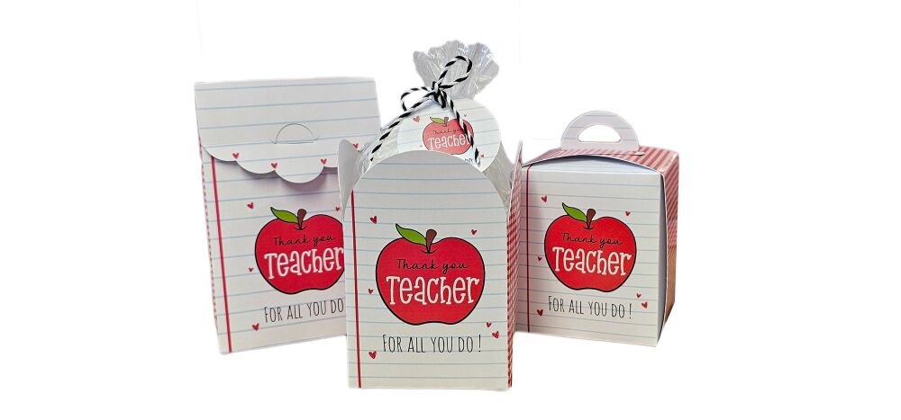 Thank You Teacher Apple Print Box Range (Box size to be chosen and Price will vary) Pack of 10