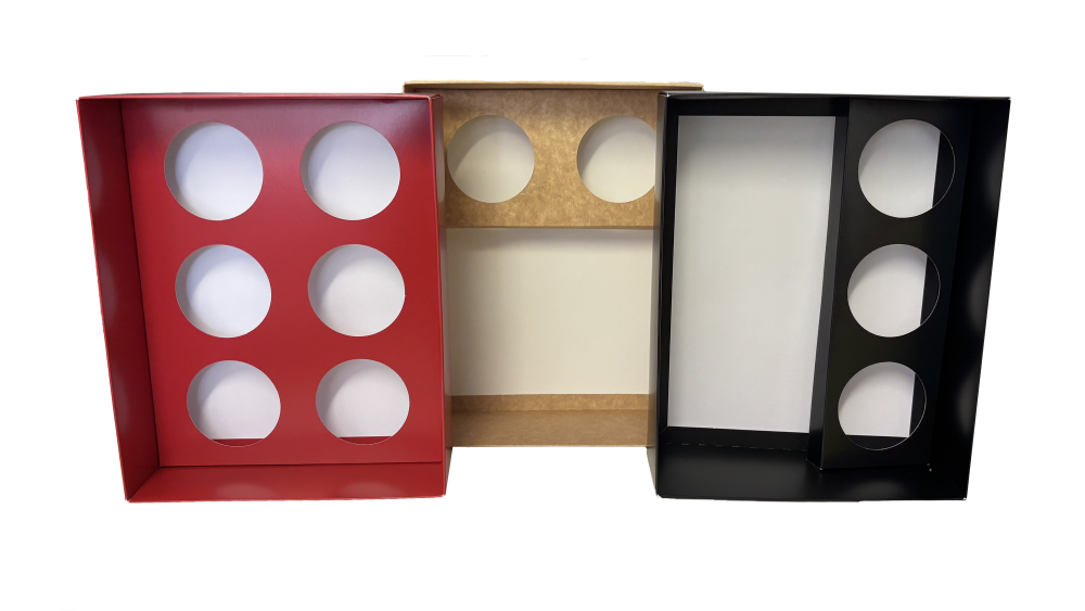 70mm Deep Cupcake/Hamper Box (Colour and size insert to be chosen, price will vary) with Clear Lid and matching colour Insert - 250mm x 195mm x 70mm -