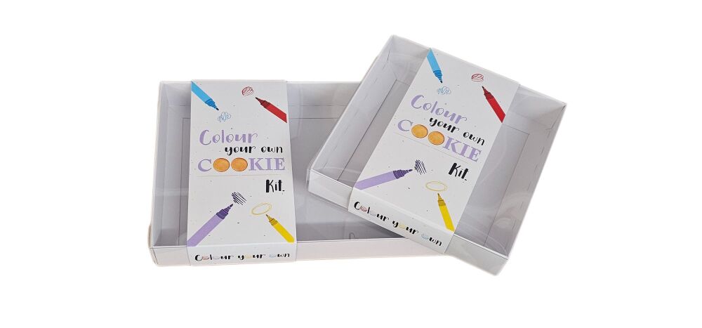 "Colour your own cookie" printed Belly Band With Clear Lid (Size to be chosen & price will vary)  - Pack of 10