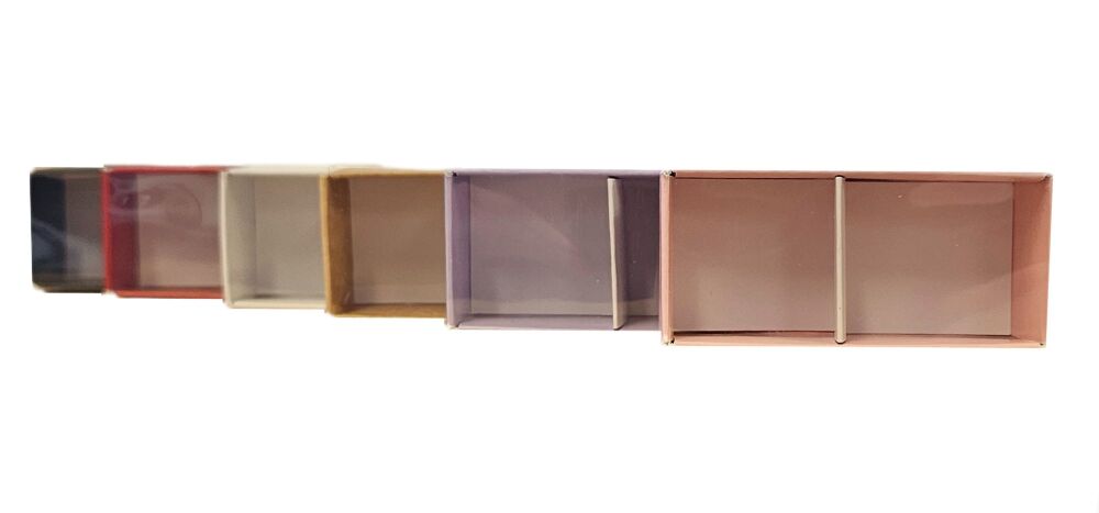 2pk Chocolate Box with Insert and Clear Sleeve (Colour to be chosen & price will vary) - 80mm x 35mm x 28mm - 25Pk