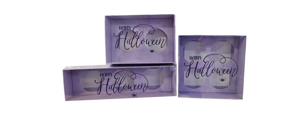 Halloween Lilac Cupcake Boxes, Lilac Inserts and Lilac Foiled Clear Lid - 10Pk