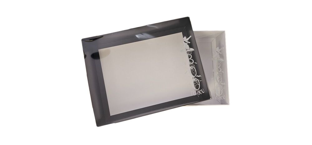 Halloween Hamper Box With Silver Foiled Clear Lid Clear Lid  (Colour to be chosen)- 250mm x 195mm x 70mm- Pack of 10