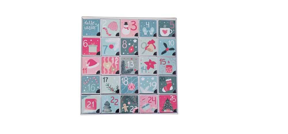 Christmas 25 Day Advent Box Covers, XL Square Outer Box, Clear Lid & Insert - Single Box Cover Dimension: -42mm x 42mm x 30mm - 2Pk