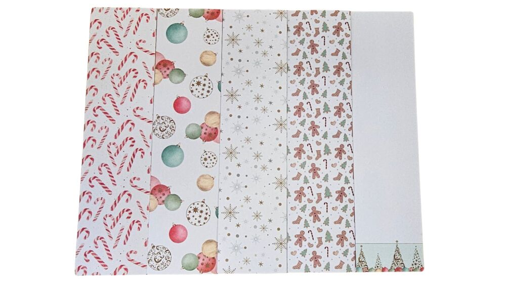 Christmas Print Cookie Backing Card & Cellophane Bag - (H)260 x (W)65mm - 10Pk