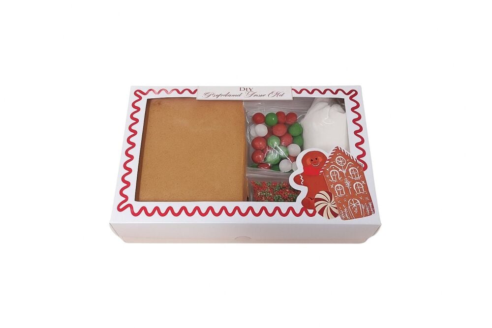 DIY Gingerbread Kit Box with White Base & Aperture Window - 240mm x 155mm x 50mm - Pack of 10
