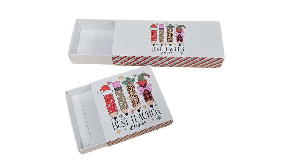 Teachers Pencil Box Range, Printed Sleeve & White Base (Style to be chosen & price will vary) - 10Pk