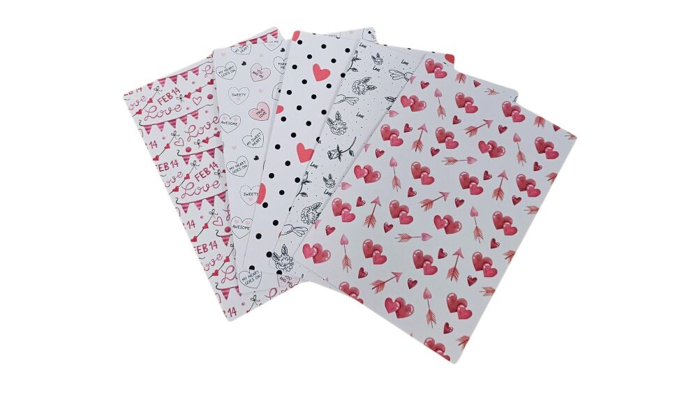 Valentine's Print Cookie Backing Card & Cellophane Bag (pattern to be chosen) - (H)175 x (W)120mm - 10Pk