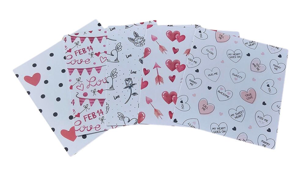 Valentine's Cookie Backing Card & Cellophane Bag (pattern to be chosen)- (H)100 x (W)90mm - 10Pk