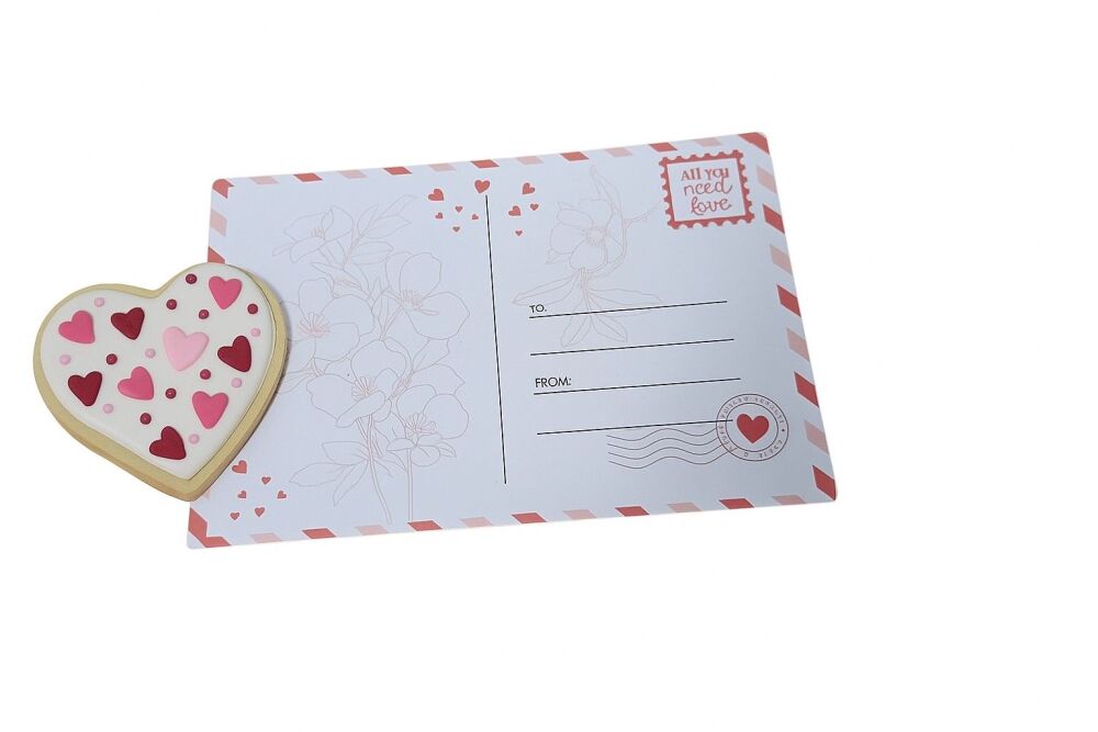 Valentine's Love Letter Cookie Backing Card & Cellophane Bag - (H)175 x (W)120mm - 10Pk