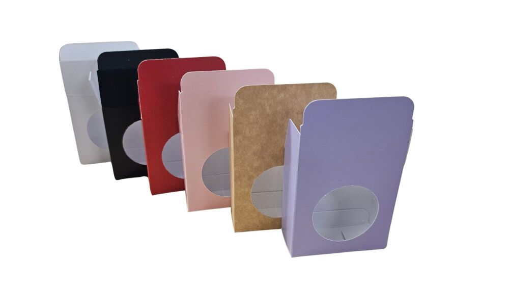 Single Macaron Box with Round Aperture Window (Colour to be chosen & price will vary) - 56mm x 56mm x 25mm - Pack of 25