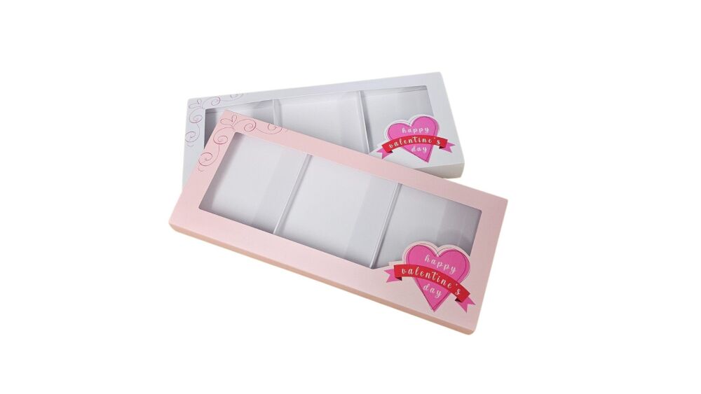 Valentine's Rectangle Biscuit/Cookie Box, Insert and Printed Acetate Sleeve- 290 x 130 x 30mm (Colour to be chosen) - 10Pk